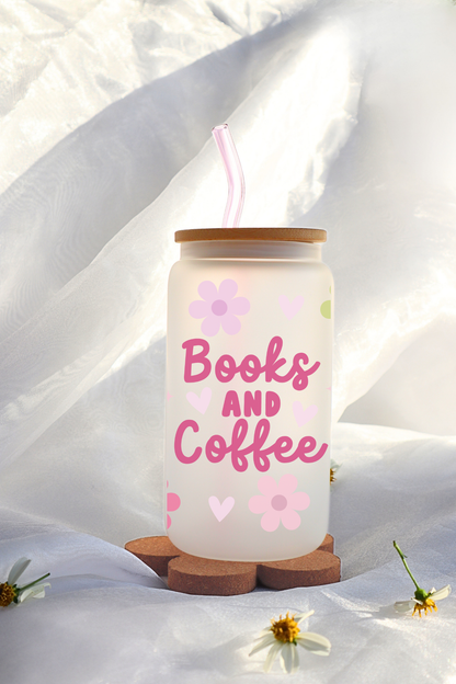 Books and Coffee Glass Cup