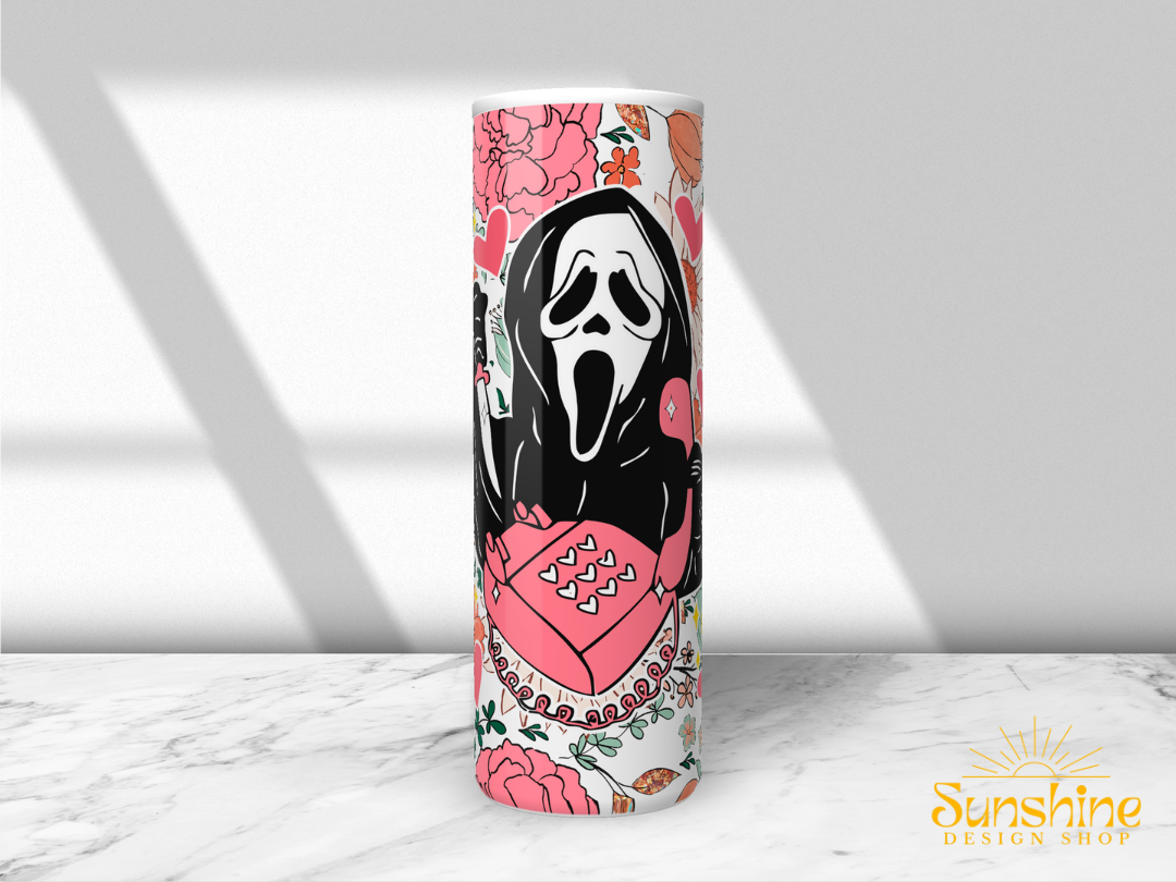 Ghost Face with Flowers Tumbler