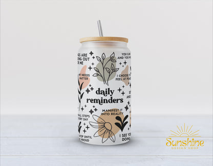 Daily Reminders Glass Cup