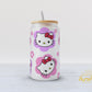 Hello Kitty Pink Flowers Glass Cup