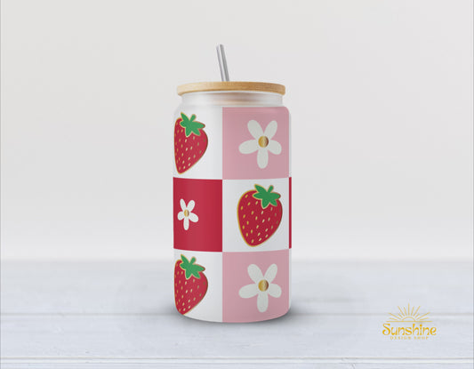 Strawberry Vibes Glass Cup