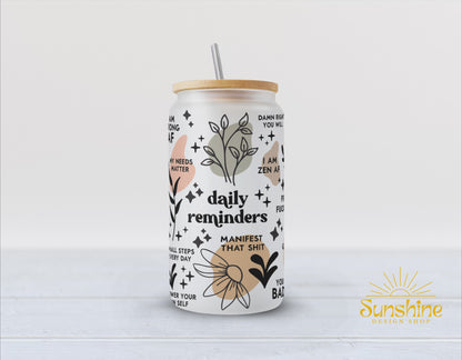 Daily Reminders Glass Cup